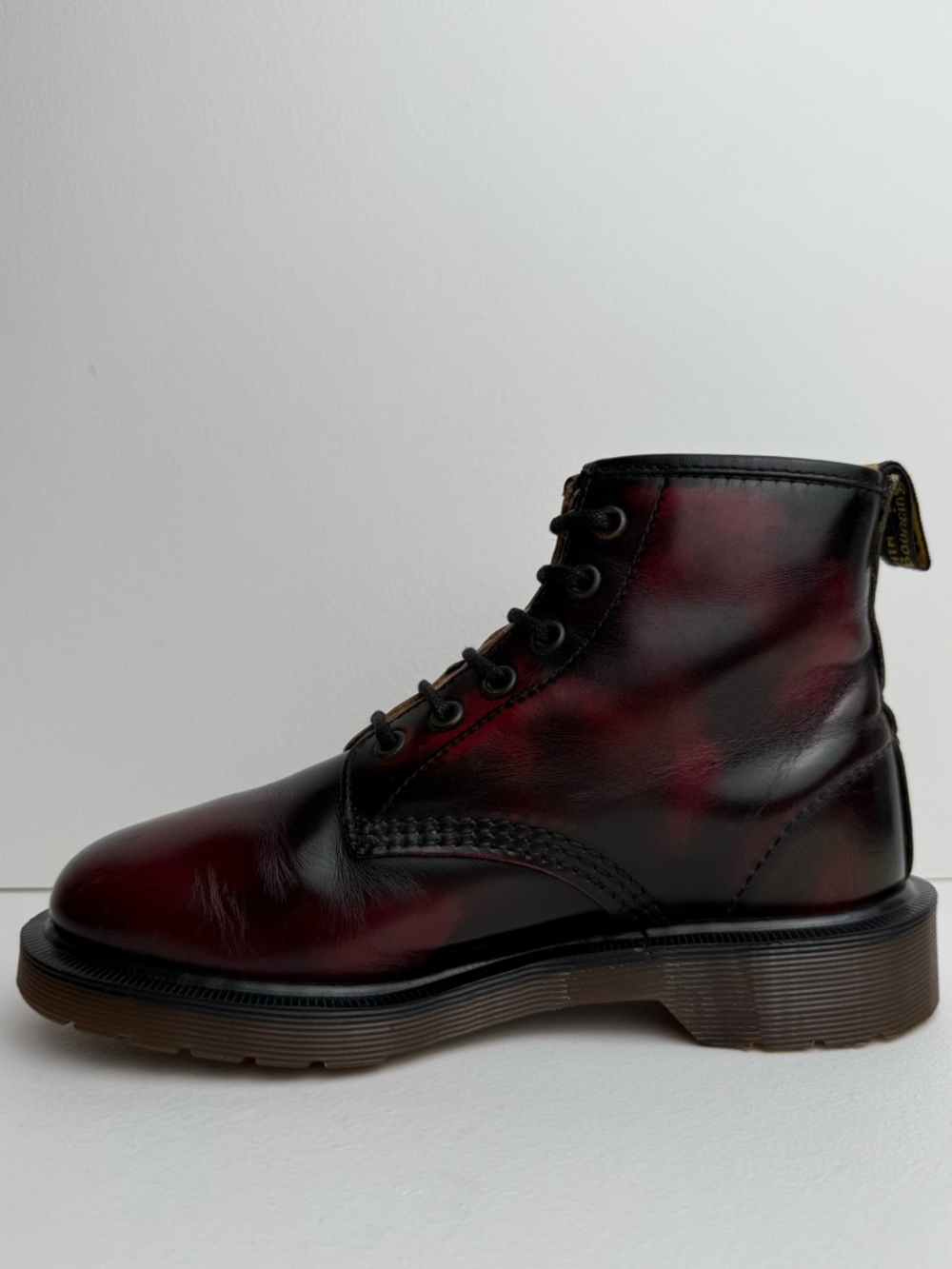 Vintage Doc Martens England Oxblood Red Black 101 MIE Rub Off Boots UK 4 - Picture 5 of 15